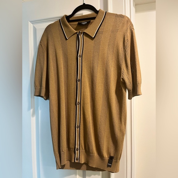 Fendi contrast Tipped perforated edge sweater